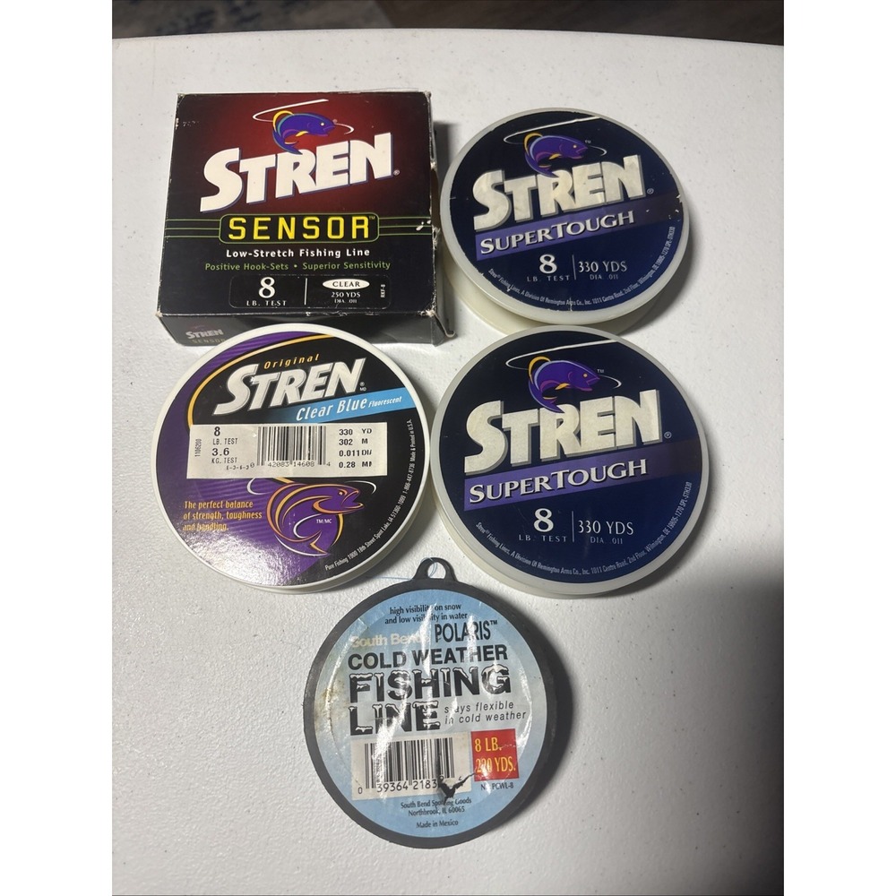 Fishing Line Lot of 4-Stren 1-South Bend All Used But Tons of String Left